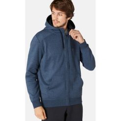 Bluza z kapturem na zamek Gym & Pilates 500 męska. Niebieskie bluzy męskie DOMYOS, s, bez wzorów, z elastanu, sportowe, z kapturem, bez rękawów, z kapturem. Za 79,99 zł.