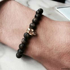Bransoletki męskie: Bransoletka Męska BROWN SKULL & GOLD