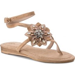 Sandały ALMA EN PENA - V18539 Suede Sand. Brązowe klapki damskie Alma en Pena, z aplikacjami, ze skóry, bez obcasa. W wyprzedaży za 269,00 zł.