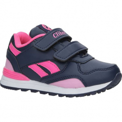 Granatowe buty sportowe na rzepy ze skórzaną wkładką Casu K-185. Szare buciki niemowlęce Casu, na rzepy. Za 59,99 zł.