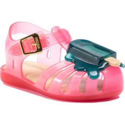 Sandały MELISSA - Mini Melissa Aranha VIII Bb 31704 Pink/Green 52759. Różowe sandały dziewczęce marki Melissa, z tworzywa sztucznego, bez zapięcia. Za 259,00 zł.