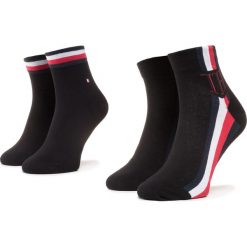 Zestaw 2 par wysokich skarpet unisex TOMMY HILFIGER - 320203001 Black 200. Czarne skarpetki męskie TOMMY HILFIGER, bez wzorów, z elastanu. Za 39,00 zł.