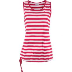 Top w paski bonprix czerwono-biały w paski. Czerwone bluzki damskie marki bonprix, w paski, bez kołnierzyka, bez rękawów. Za 34,99 zł.
