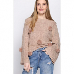 Różowy Sweter Magnificence. Czerwone swetry oversize damskie Born2be, uniwersalny. Za 79,99 zł.