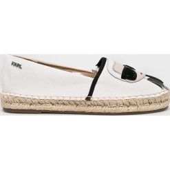 Karl Lagerfeld - Espadryle Karl Ikonic Slip On. Białe espadryle damskie KARL LAGERFELD, bez wzorów, ze skóry, bez obcasa, na obcasie. W wyprzedaży za 399,90 zł.