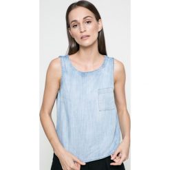 Marc O'Polo - Top. Niebieskie topy damskie marki Marc O'Polo, s, z nadrukiem, z lyocellu, z okrągłym kołnierzem. W wyprzedaży za 139,90 zł.