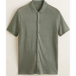 Mango Man - Koszula Clever. Niebieskie koszule męskie Mango Man, xxl, bez wzorów, z jedwabiu, eleganckie, z klasycznym kołnierzykiem, z krótkim rękawem. Za 139,90 zł.