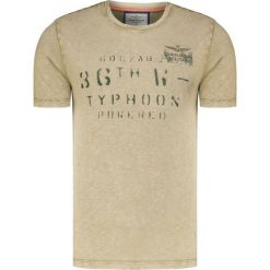 T-shirt AERONAUTICA MILITARE Zielony. Zielone t-shirty męskie marki Aeronautica Militare, z nadrukiem, z bawełny, militarne, z okrągłym kołnierzem. Za 300,00 zł.