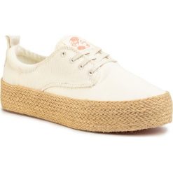 Espadryle ROXY - ARJS300335 Wht. Brązowe espadryle damskie Roxy, bez wzorów, z tworzywa sztucznego, bez obcasa, na płaskiej podeszwie. Za 299,00 zł.