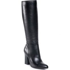 Kozaki SIMEN - 3355A Sandro 04. Czarne kozaki damskie Simen, ze skóry, przed kolano, na wysokim obcasie, na obcasie, bez zapięcia. Za 499,00 zł.
