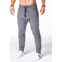 SPODNIE MĘSKIE JOGGERY P709 - SZARE. Szare joggery męskie marki Ombre Clothing, s. Za 79,00 zł.