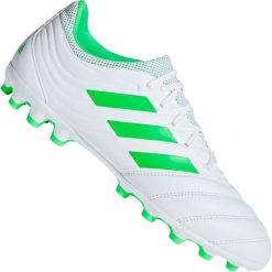 Buty piłkarskie adidas Copa 19.3 Ag M F35775. Białe buty sportowe męskie Adidas, ze skóry, na sznurówki, do piłki nożnej. W wyprzedaży za 249,00 zł.