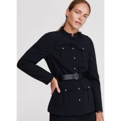Żakiet z paskiem - Granatowy. Niebieskie żakiety damskie Reserved, bez wzorów. Za 229,99 zł.