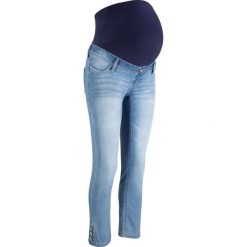 Dżinsy ciążowe SKINNY, dł. do kostki bonprix niebieski "stone”. Niebieskie jeansy damskie bonprix, bez wzorów, z jeansu. Za 89,99 zł.