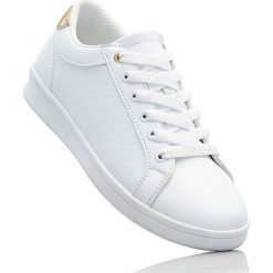 Sneakersy bonprix biały. Białe buty sportowe damskie bonprix, ze skóry. Za 74,99 zł.