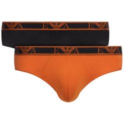 Komplet 2 par slipów Emporio Armani Underwear 111733 9A715 69420. Pomarańczowe slipy męskie Emporio Armani Underwear, xl, bez wzorów, z elastanu. W wyprzedaży za 109,00 zł.