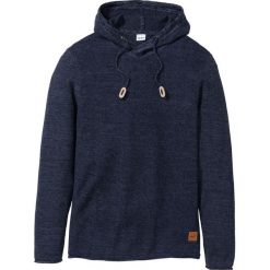 Sweter z kapturem bonprix niebieski melanż. Niebieskie swetry męskie bonprix, s, z aplikacjami, ze skóry, z kapturem. Za 99,99 zł.