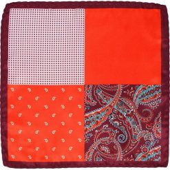 Czerwono-Bordowa Elegancka Męska Poszetka -ALTIES- 24x24 cm, Poczwórny Wzór POSZALTTANIA0432. Czerwone poszetki męskie Alties, z materiału, eleganckie. Za 16,90 zł.