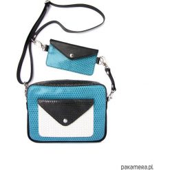 Torebka Double Bag turkusowe ziarenka z czernią. Niebieskie torebki klasyczne damskie Pakamera, ze skóry. Za 420,00 zł.