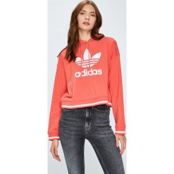 Adidas Originals - Bluza. Pomarańczowe bluzy damskie adidas Originals, z nadrukiem, z bawełny, bez rękawów, z kapturem. W wyprzedaży za 199,90 zł.