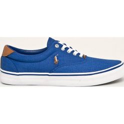 Polo Ralph Lauren - Tenisówki. Niebieskie trampki męskie Polo Ralph Lauren, bez wzorów, ze skóry, na sznurówki. Za 339,90 zł.
