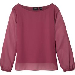 Bluzka z ozdobnym tyłem bonprix czerwony rododendron. Fioletowe bluzki dziewczęce bonprix, bez wzorów, z okrągłym kołnierzem, z długim rękawem, długie, bez kaptura. Za 54,99 zł.