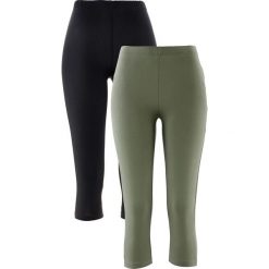 Legginsy: Legginsy 3/4 (2 pary w opak.) bonprix oliwkowy + czarny