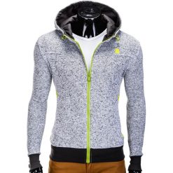 Bluzy męskie: BLUZA MĘSKA ROZPINANA Z KAPTUREM B610 - SZARA