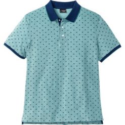 Shirt polo w graficzny deseń bonprix zielono-niebieski w graficzny deseń. Zielone koszulki męskie bonprix, s, bez wzorów, z bawełny, bez rękawów. Za 54,99 zł.