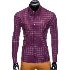 KOSZULA MĘSKA W KRATĘ Z DŁUGIM RĘKAWEM K425 - BORDOWA. Czerwone koszule męskie marki Ombre Clothing, m, z długim rękawem. Za 59,00 zł.