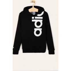 Adidas - Bluza dziecięca 134-176 cm. Czarne bluzy chłopięce Adidas, z nadrukiem, z bawełny, bez rękawów, z kapturem. Za 159,90 zł.