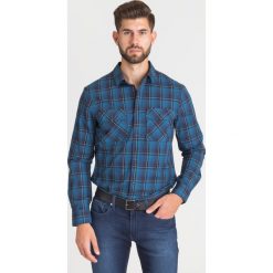 GRANATOWA KOSZULA ARMANI EXCHANGE W KRATĘ. Niebieskie koszule męskie Armani Exchange, s, bez wzorów, z bawełny, z klasycznym kołnierzykiem, bez rękawów. Za 194,50 zł.