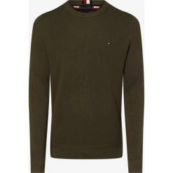 Tommy Hilfiger - Sweter męski, zielony. Zielone swetry męskie TOMMY HILFIGER, s, bez wzorów, z bawełny, bez kołnierzyka, bez kaptura. Za 499,95 zł.