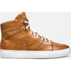 Brązowe sneakersy męskie. Pomarańczowe buty sportowe męskie marki Kazar, ze skóry, na zamek. Za 569,00 zł.