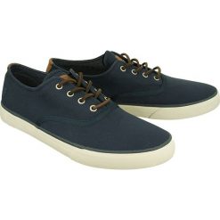 MARC O'POLO 603 22733501 613 880 dark blue, pólbuty tekstylne męskie. Niebieskie półbuty męskie Marc O'Polo, bez wzorów, z kauczuku, na sznurówki. W wyprzedaży za 176,00 zł.
