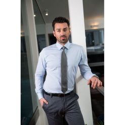 Męska Koszula w Błękitne Paski. Niebieskie koszule męskie Veva, m, w paski, z materiału, wizytowe, z klasycznym kołnierzykiem, z długim rękawem. Za 179,00 zł.