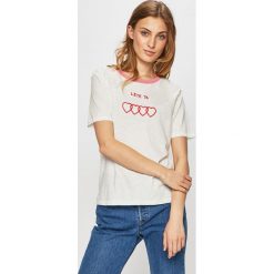 Scotch & Soda - Top. Białe bluzki damskie Scotch & Soda, s, z nadrukiem, z bawełny, z okrągłym kołnierzem. W wyprzedaży za 119,90 zł.