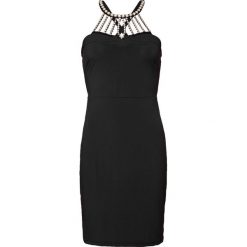 Sukienka wieczorowa z perłami bonprix czarny. Czarne sukienki damskie marki bonprix, bez wzorów, eleganckie, bez kołnierzyka, bez rękawów. Za 149,99 zł.
