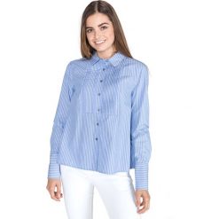 Tommy Hilfiger Lulu Koszula Niebieski. Niebieskie bluzki damskie TOMMY HILFIGER, s, w paski, z bawełny, bez kołnierzyka, z długim rękawem. Za 567,95 zł.
