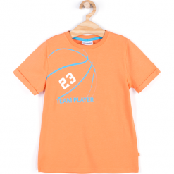 Koszulka. Pomarańczowe t-shirty chłopięce marki TEAM PLAYER, z aplikacjami, z elastanu, z długim rękawem. Za 24,90 zł.