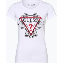 Guess Jeans - T-shirt damski, biały. Białe t-shirty damskie Guess Jeans, s, z aplikacjami, z jeansu, bez kołnierzyka. Za 159,95 zł.