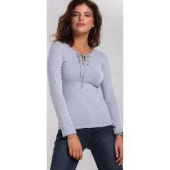 Szara Bluzka Unbreakable. Szare bluzki damskie Renee, xl, bez wzorów, z dzianiny, klasyczne, z okrągłym kołnierzem, z długim rękawem. Za 29,99 zł.