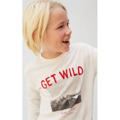 Mango Kids - Longsleeve dziecięcy Park 110-164 cm. Białe t-shirty chłopięce Mango Kids, z nadrukiem, z bawełny, z długim rękawem. Za 45,90 zł.