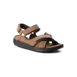 LANETTI MSA692-1 Khaki. Brązowe sandały męskie Lanetti, ze skóry ekologicznej, bez zapięcia. Za 89,99 zł.