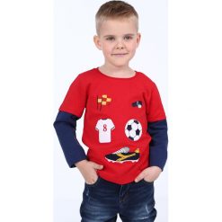 Bluzka chłopięca motyw piłkarski czerwona NDZ9092. Czerwone t-shirty chłopięce Fasardi, bez wzorów, bez rękawów. Za 49,00 zł.