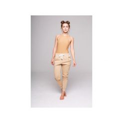 Spodnie Beige Tulip. Brązowe spodnie damskie Lily zeal, s, z aplikacjami, z elastanu. Za 149,00 zł.