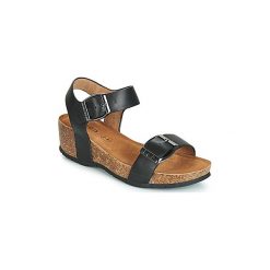 Sandały LPB Shoes MARIELLE. Czarne sandały damskie marki LPB Shoes, bez wzorów, bez obcasa, bez zapięcia. Za 219,00 zł.