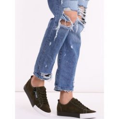 Trampki damskie slip on: Ciemnozielone Trampki Fashionable