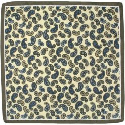 Elegancka, Beżowa Poszetka Męska - CHATTIER - Wzór Paisley POSZCH0200. Brązowe poszetki męskie Chattier, bez wzorów, z materiału, eleganckie. Za 27,00 zł.