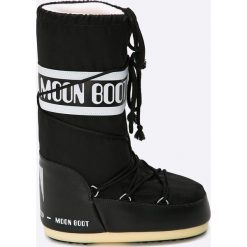 Moon Boot - Śniegowce. Czarne śniegowce damskie Moon Boot, z materiału, na sznurówki. Za 419,90 zł.